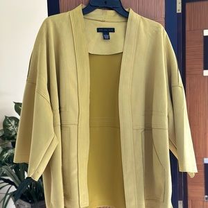 Joan Vass open front blazer jacket. Large.  Mustard Yellow. Machine washable